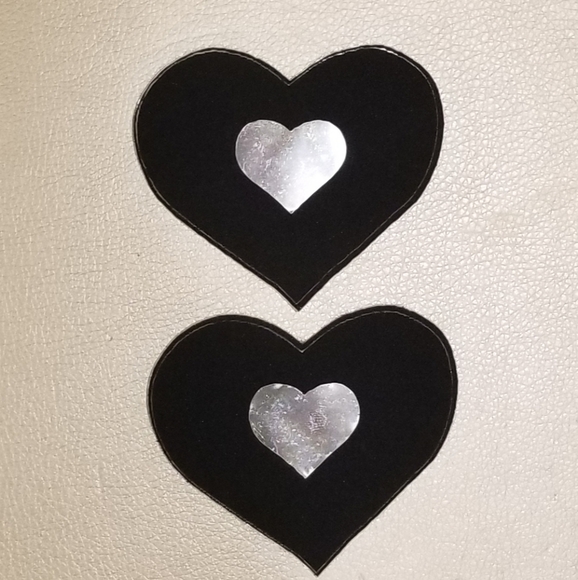 Plunging Neckline Sheer Lace Jumpsuit With Black And Silver Heart Shaped Pastie - Picture 5 of 5